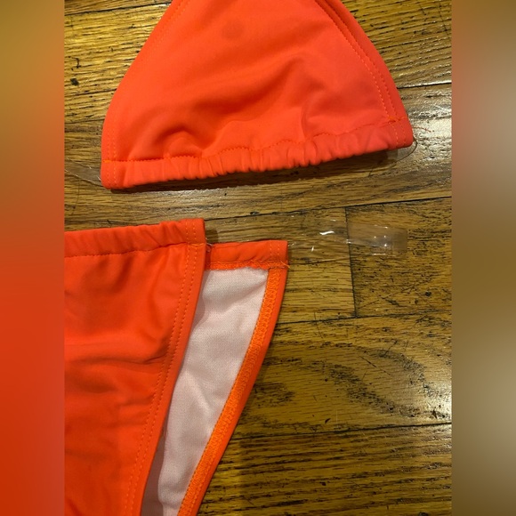 NWOT Fashion Nova Clear Skies PVC Bikini in Orange - Picture 5 of 9